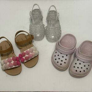 Bundle Toddler Girls Shoes Size 6C Crocs Sandals Jellies Spring Summer Pink